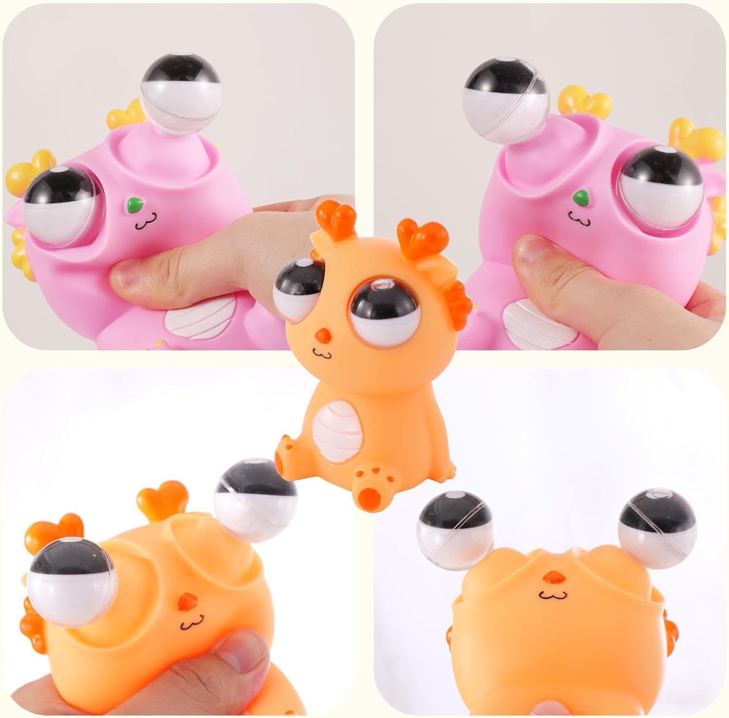 TREK TOYS WORLD Squishy Dragon Pinch Toy - Fun Pink Dinosaur Stress Relief Toy for Kids & Adults 1