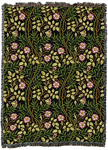 Image of Pure Country Weavers William Morris Sweetbriar Night Blanket XL - Arts & Crafts - Gift Tapestry Throw Woven from Cotton - Made in the USA (82x62)