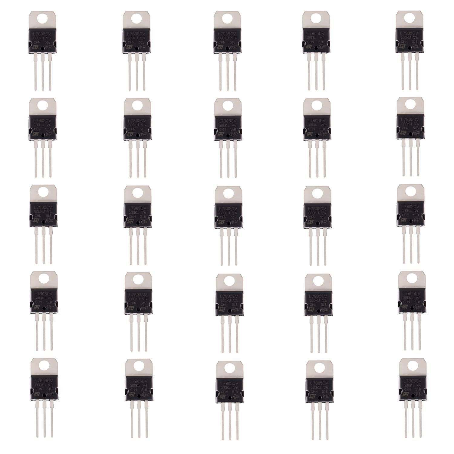 BOJACK L7805CV 5V 1.5A Voltage Regulator IC TO-220 Pack of 25 - Reliable Positive Linear Regulators for Stable Power