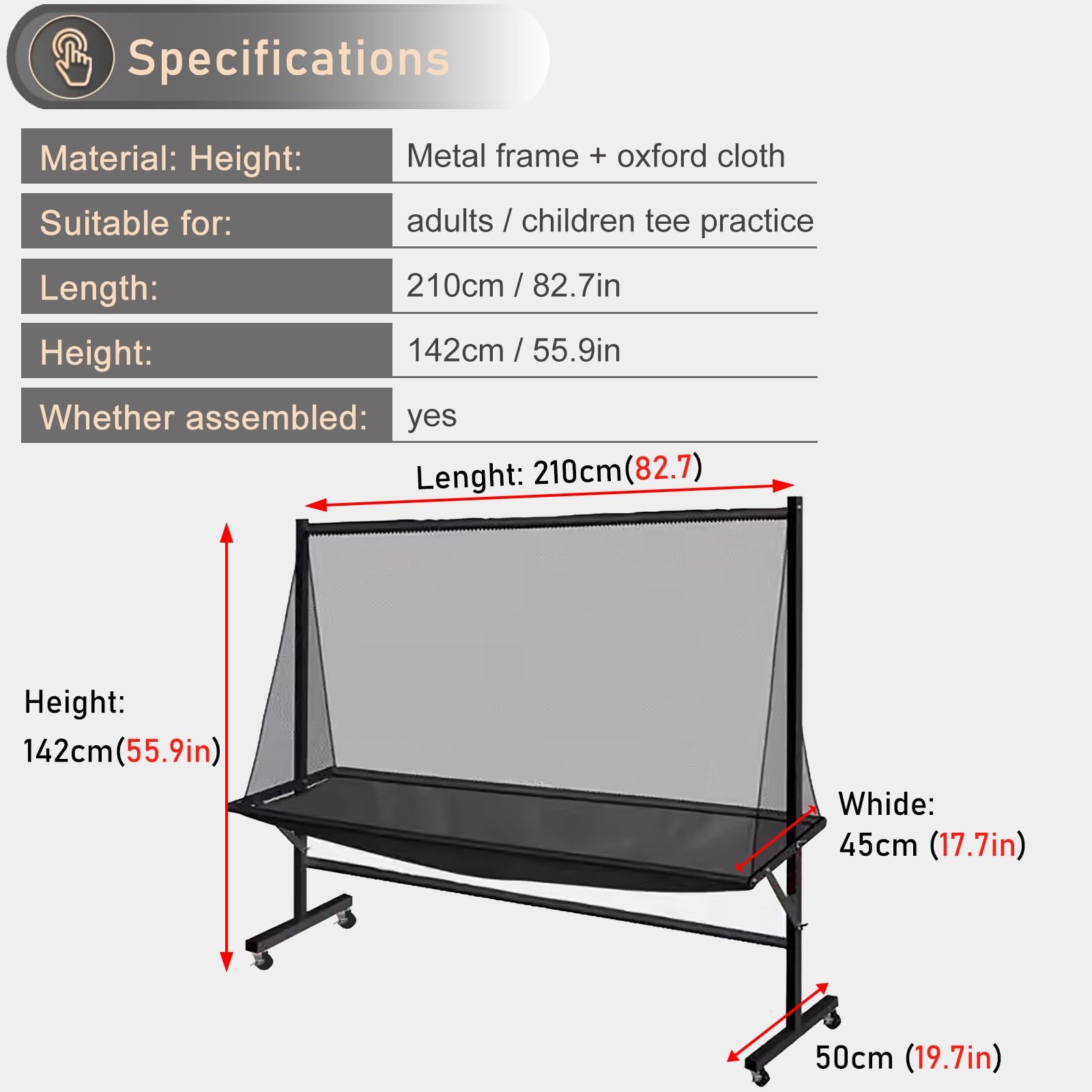 HDYZJQ Training Grounds Table Tennis Ball Catch Net Collector, Professional Table Tennis Ball Catch Net, Moveable Ping Pong Table Net, Ping Pong Catch Net for Any Table 72 to 82 Inch(Black1)