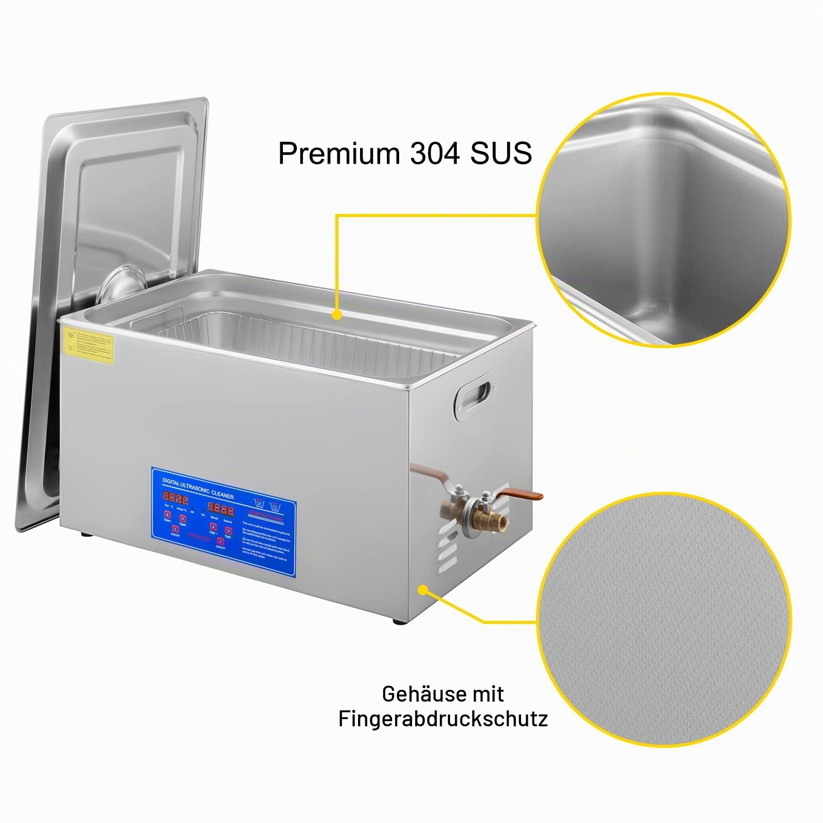 Ultraschallreiniger Reiniger ultraschallgerät Ultraschallreinigungsgerät Ultrasonic Cleaner mit Heizung Digital Timer for Glasses Jewellery False Teeth Coins
