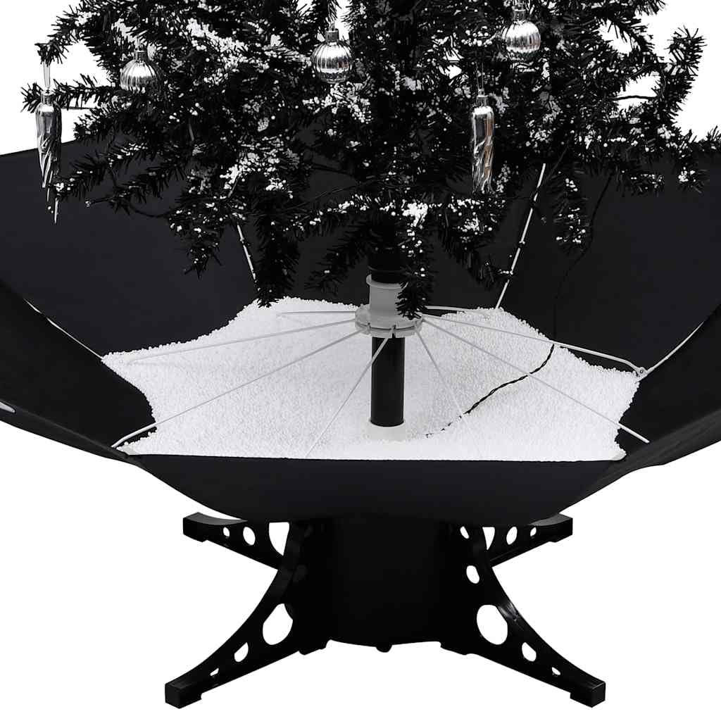 vidaXL Schneiender Weihnachtsbaum mit Schirmfuß Schneefall Künstlich Tannenbaum Christbaum Kunstbaum Dekobaum Weihnachten Dekoration Schwarz 170cm PVC