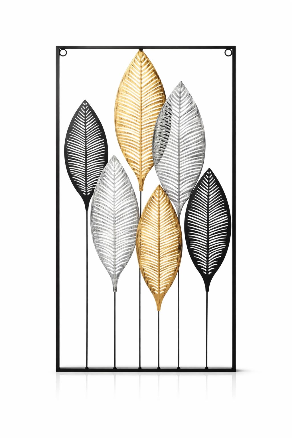 Generisch Wanddeko Metall Modern – Deko für Wohnzimmer, Schlafzimmer & Flur – Elegante Dekoration mit Blätter Design – Hochwertige Wanddekoration – Stilvolle Wandkunst (64,7 x 37,3 cm)