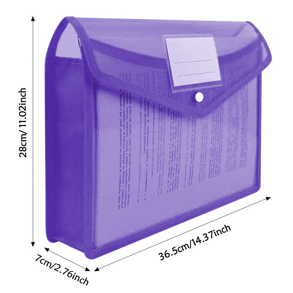 Carpetas A4 Para Imprimir TOYESS Carpetas Sobre Plastico A4, 5 Colores Transparente, Con Broche De Presión Para Oficina, La Escuela Y El Hogar, Paquete De 10 Carpetas De Plastico A4