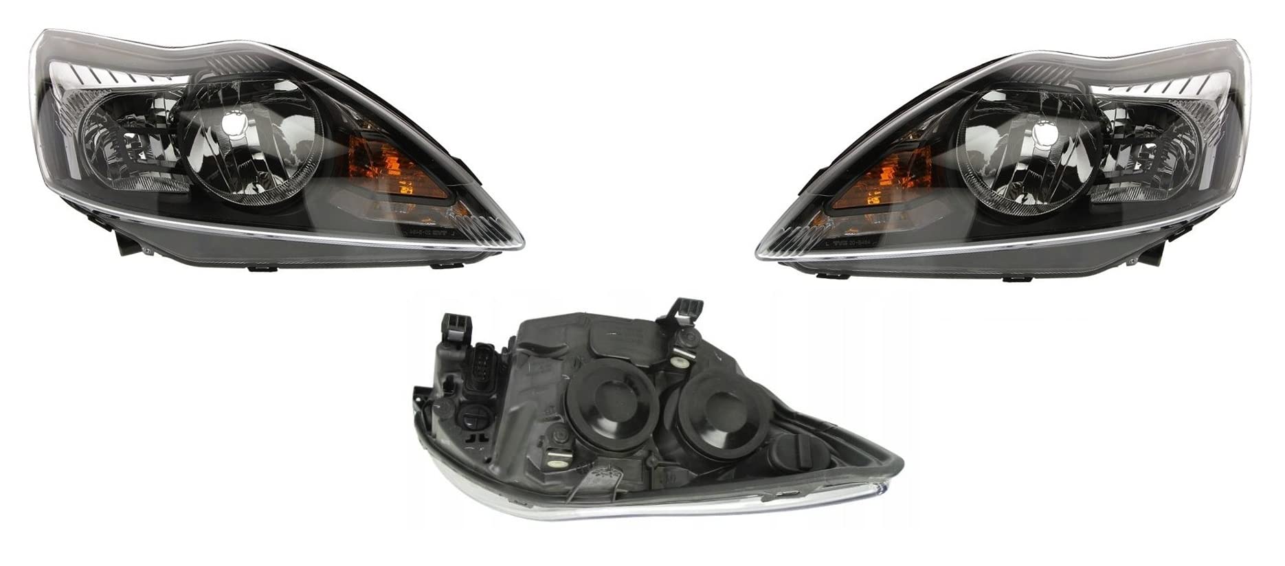 Set Fari Proiettori Anteriori Destro e Sinistro per Focus MK2 2007-2011 H7 H1 con Motore Regolazione