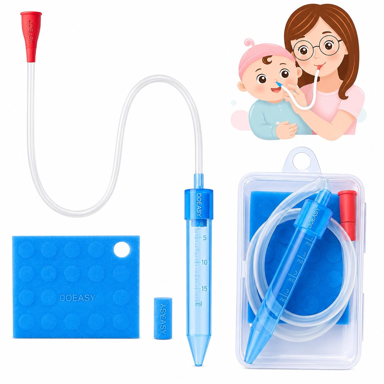 Baby Nasal Aspirator PP Manual Nose Cleaner Easy Clean for Infants | Baby nasal aspirator manual suction nose cleaner with easy to clean PP design includes 40 cm tube for infant care-image-43