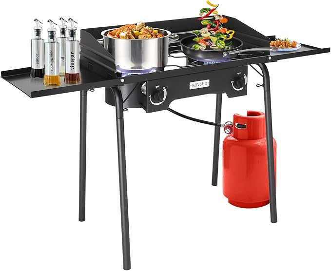 ROVSUN 2 Burner Gas Stove, 150,000 BTU Portable Propane