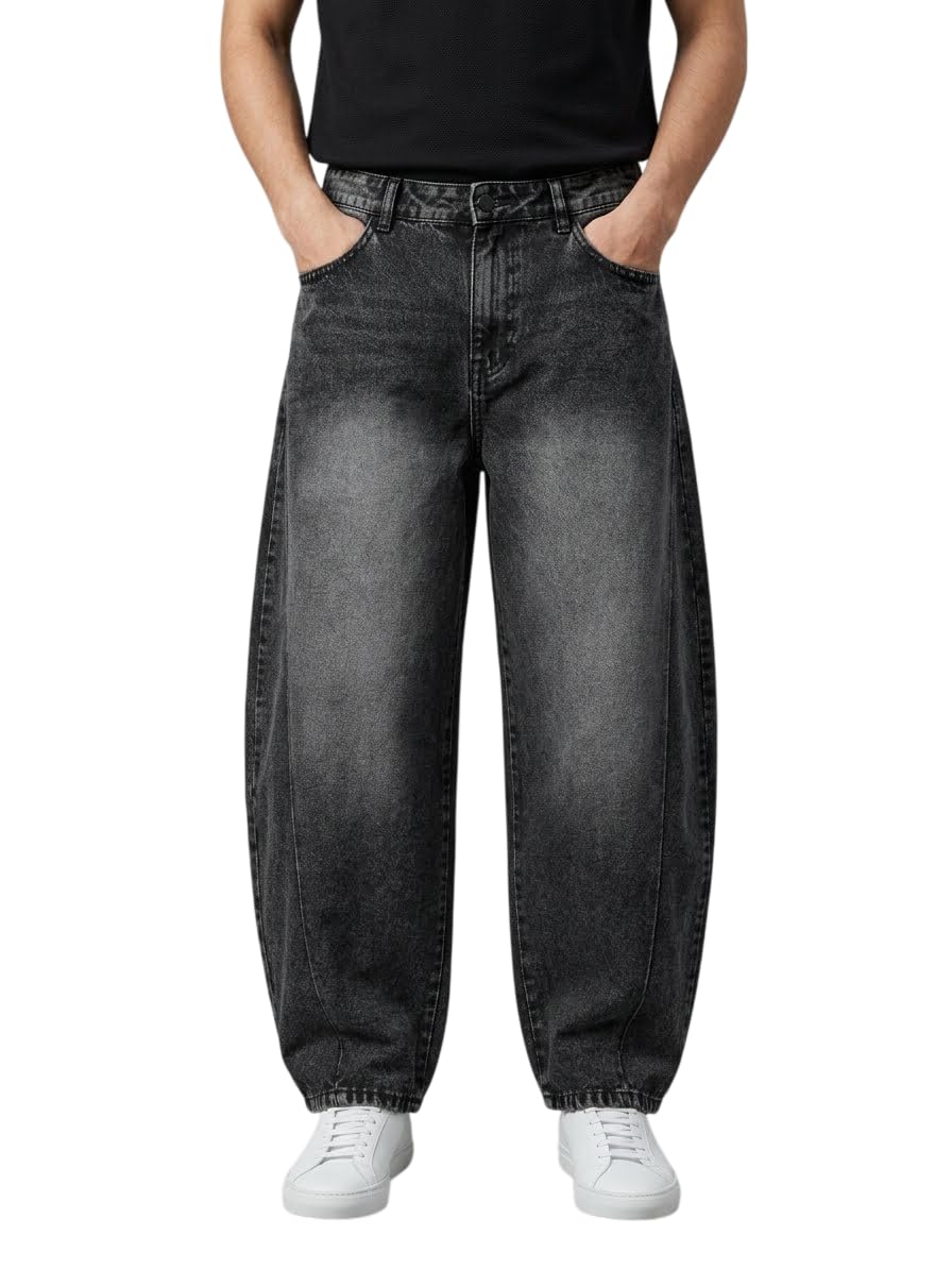 Mens Barrel fit Baggy Jeans for Men Relax Fit-image-45