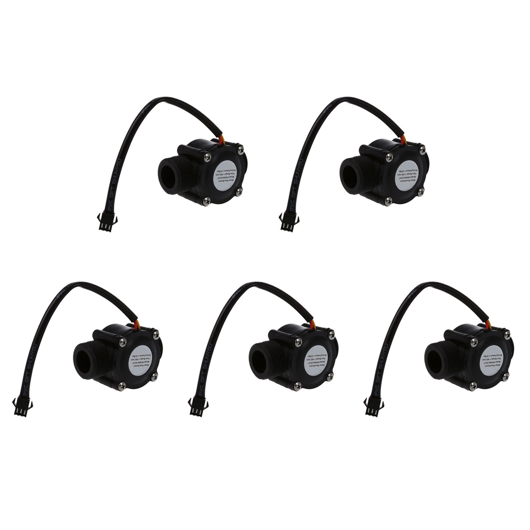 Jnchdghwa Black 5X 1-60L/Min Dc 5-24V Hall Effect Water Sensor Counter Meter Fs300a