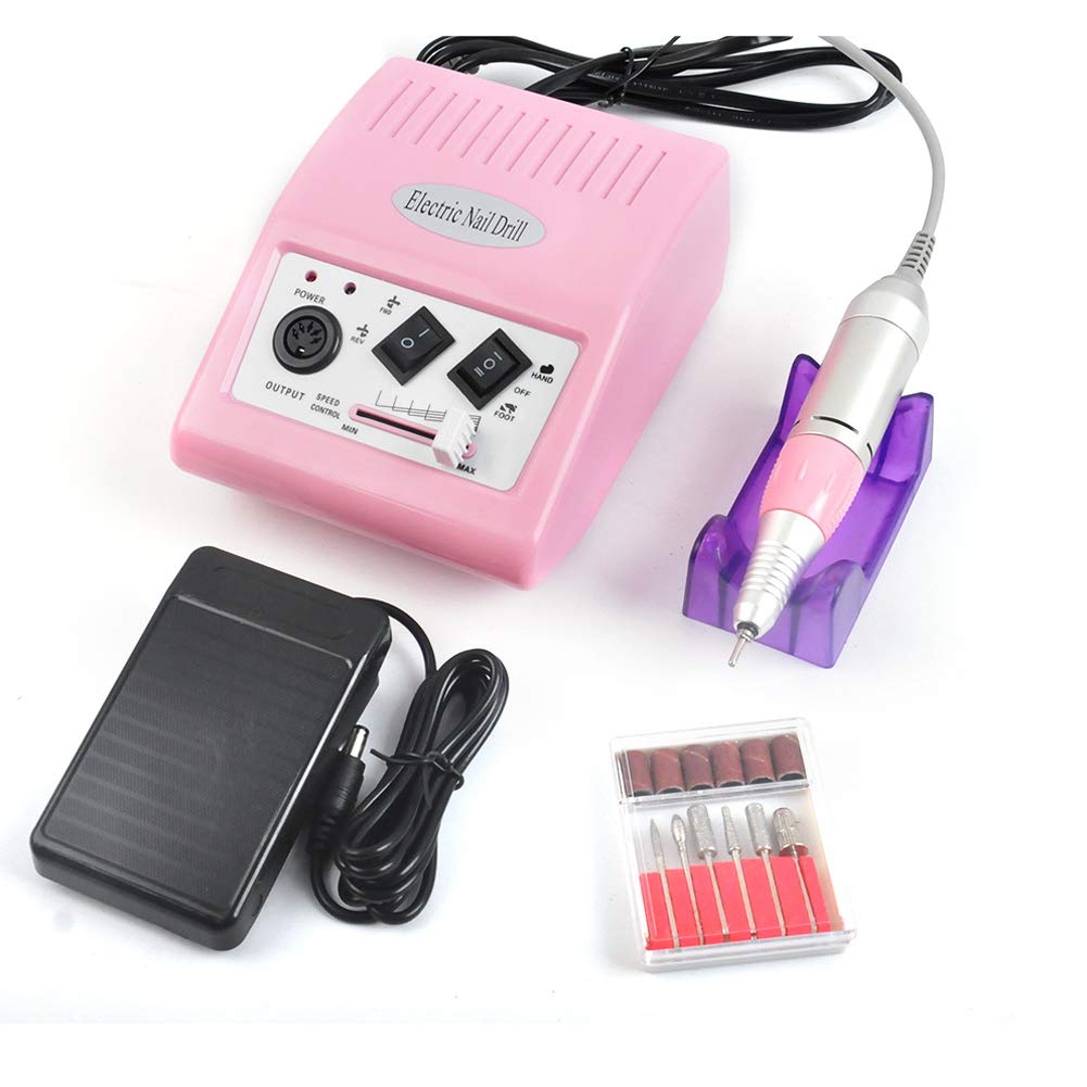 30000 RPM con Pedal Torno para Uñas Profesional – Potente Set de Manicura y Pedicura con Fresas para Retirar Esmalte y Callos, Empujar Cutículas, Limar