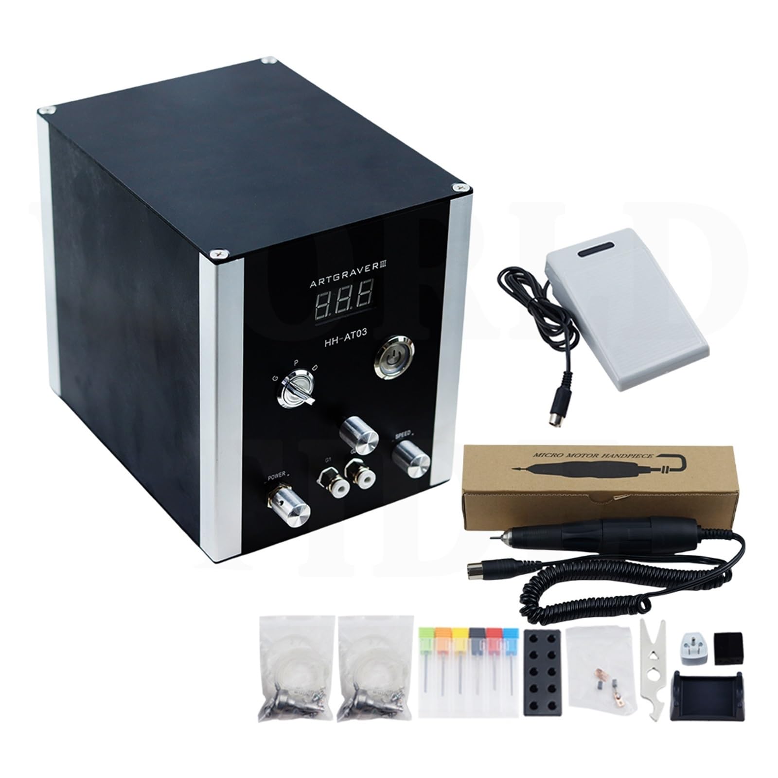 LNHHG AT03 Art Graver Pneumatic Engraving Tools Jewelry Engraving Machine Graver Machine Graver And moto(Nero)