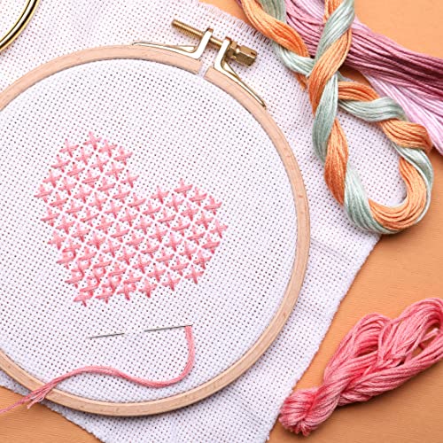 Image of Essentials by Leisure Arts 8 Inch Bamboo Embroidery Hoop with Adjustable Tension Screw, Smooth Lightweight Hoop for Cross Stitch, Needlepoint, Quilting and Sewing