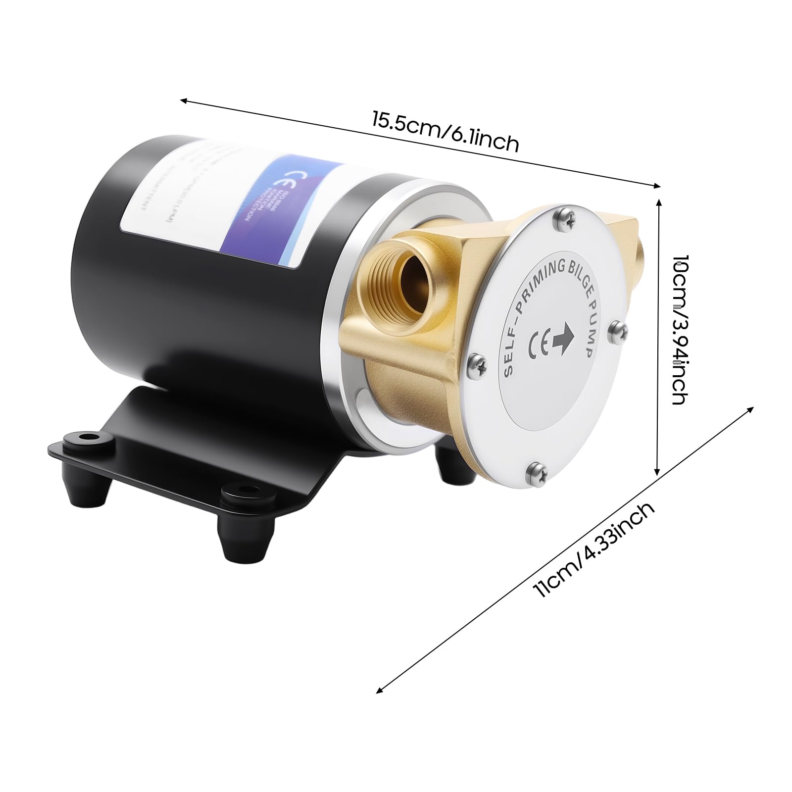 Bomba de agua de 120 W CC, 2850 rpm, silenciosa autocebante, 30/23 l/min, bomba sumergible para agricultura, jardín, estanque y drenaje de barcos (30 litros por minuto)