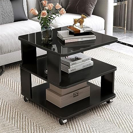 Quicky -Go Quickly Quicky The Adorable Easily Movable Coffee Table/Side Table/Center Trolly Table To Add The Shine Standard Black, Engineered Wood