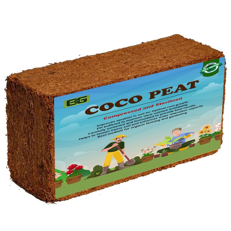 Elamgreen Premium Coco Peat for Plants | 1kg Compressed Coco Peat Brick | Soilless Potting Mix for Home Garden & Indoor/Outdoor Plants
