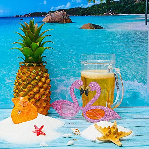 Weewooday Flamingo Sunglasses Party Decorations Summer Glittered Glasses Hawaiian Tropical Photo Props for Adults4