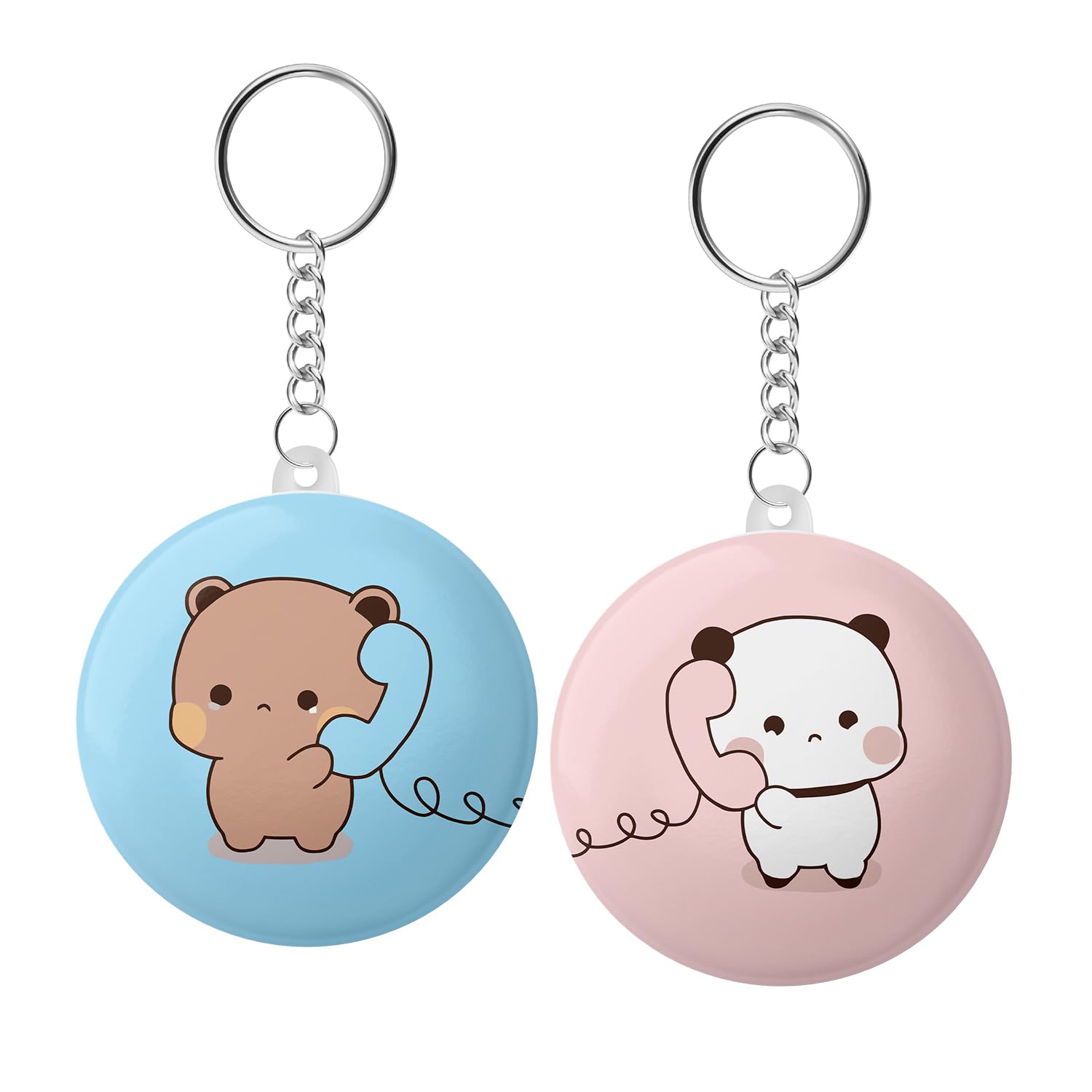 Babu Dudu Long Distance Relationship Couple Keychains – Cute Panda & Bear Talking on Phone | “Miss You” Kawaii Matching Keyring Set for Boyfriend, Girlfriend, Best Friends (Set of 2)-image-38