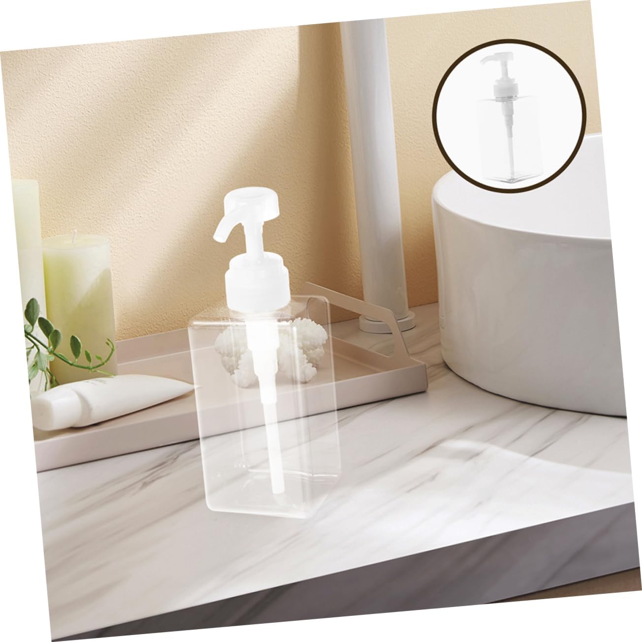 6pc Lotion Dispenser Bottles Pump Sturdy Material Refillable Modern Design Bathroom Kitchen Soap Dispenser