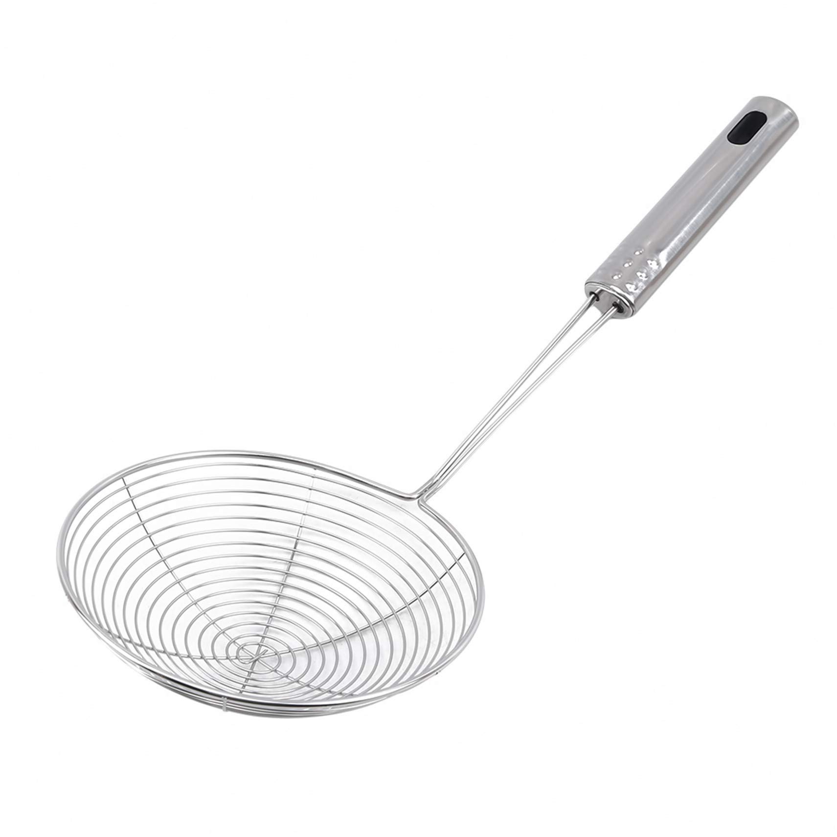 Winwinfly Strainer Skimmer Ladle Stainless Steel Wire Skimmer Spoon, Ergonomic Handle and Spider Mesh Filter with Handle for Kitchen. Frying Food, Pasta, Spaghetti, Noodle