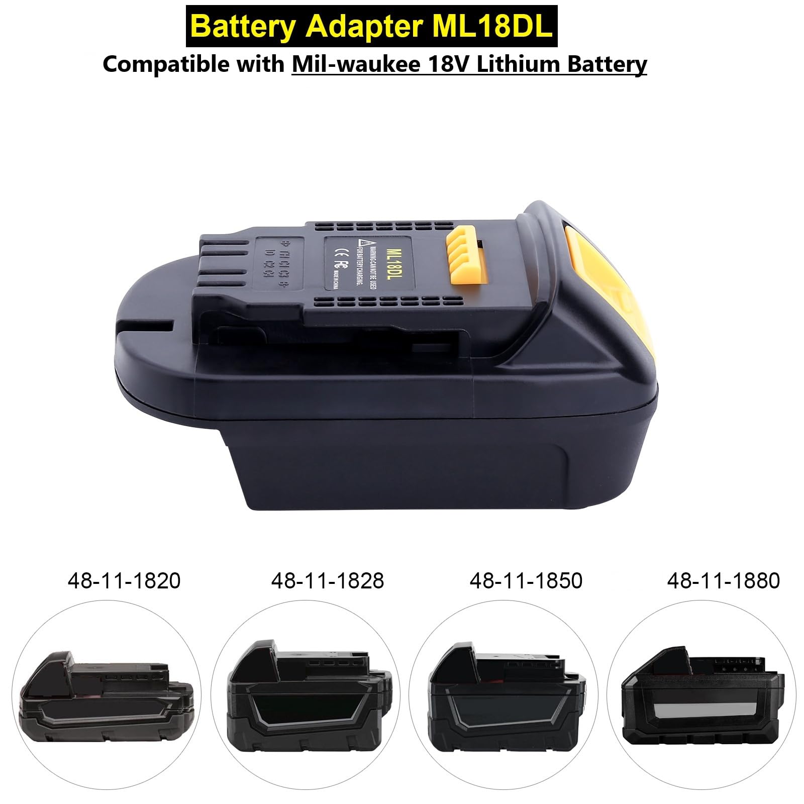 Biswaye Adaptador compatible con herramientas DeWalt de 20 V Max, compatible con batería Milwaukee M18 de 18 V para repuesto para batería DeWalt de 20 voltios, convertidor de adaptador de batería