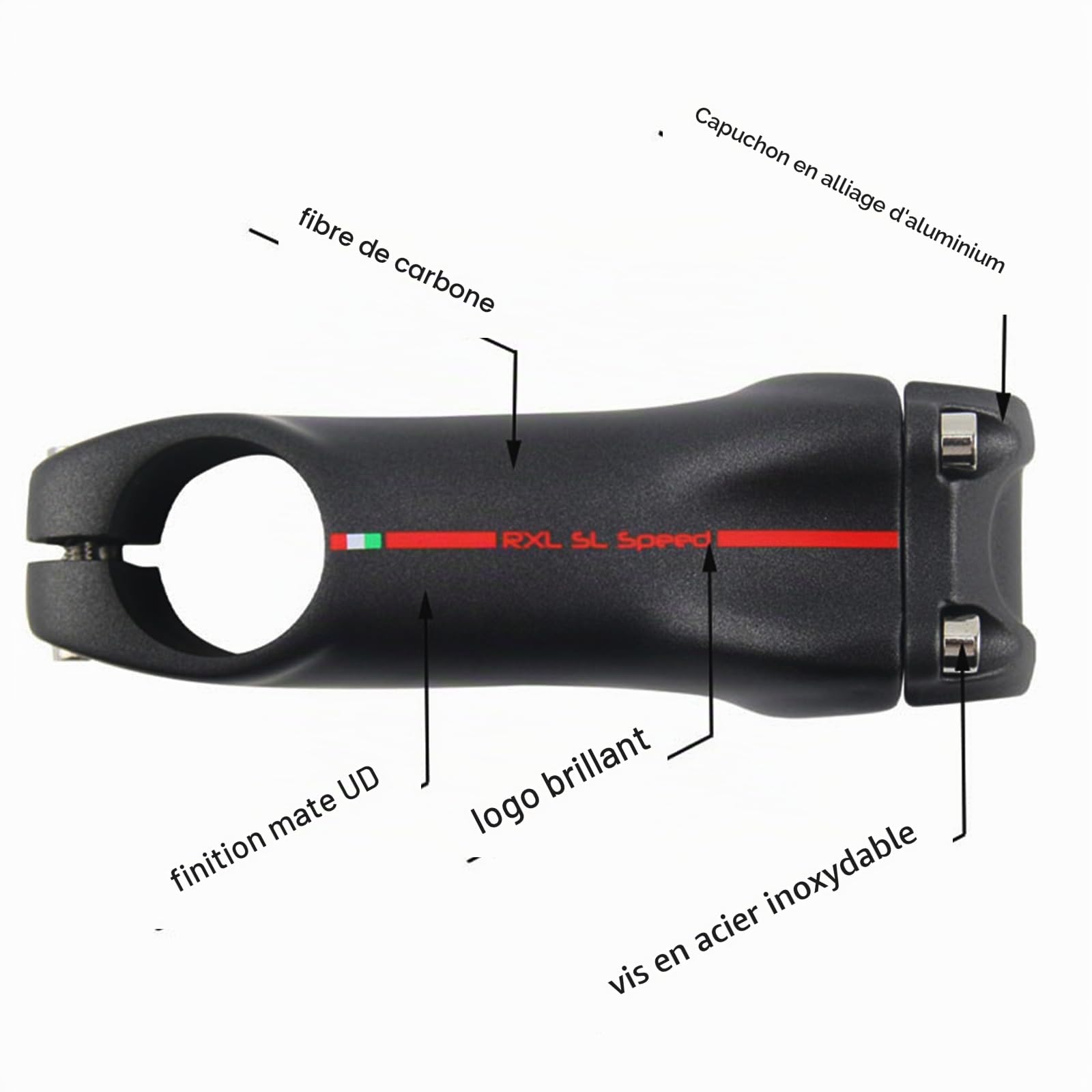 potence carbone velo route 6 degrés RXL SL potence vtt 31.8 carbone UD mat 80mm pour cyclisme | Potence VTT UD noir mat de 31,8 mm, spécialement conçue pour les petits conducteurs, idéale pour la conduite quotidienne