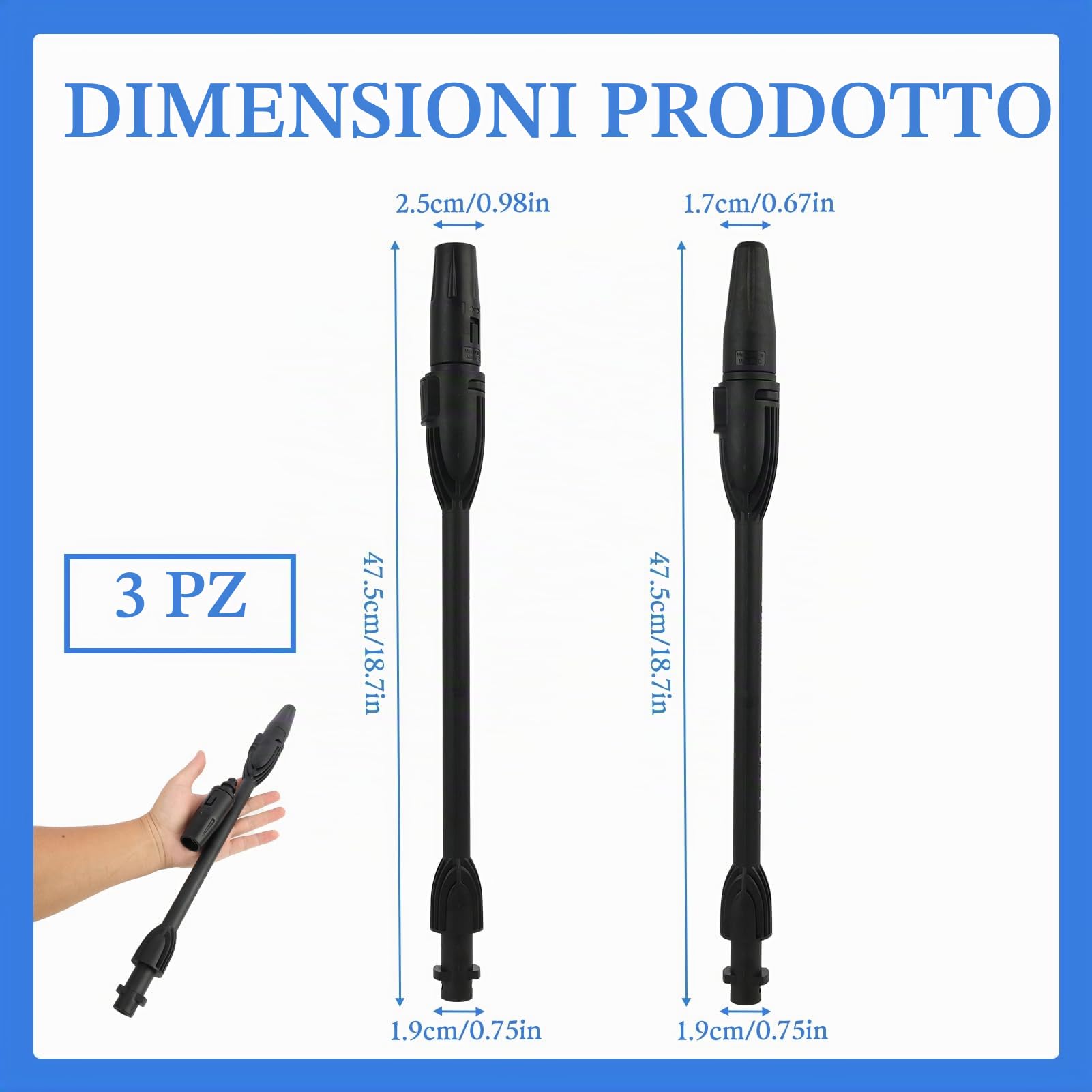Lancia ad Alta Pressione per Idropulitrici, Compatibile per Modelli K2, K3, K4, K5, K6, K7, Ugello Regolabile in Plastica Due Düsen Intercambiabili per Pulizia Efficace