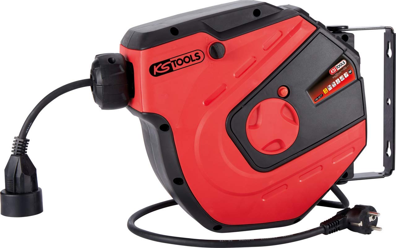 KS Tools 150.4217 Avvolgicavo per officine, 15m, 1,5mm²