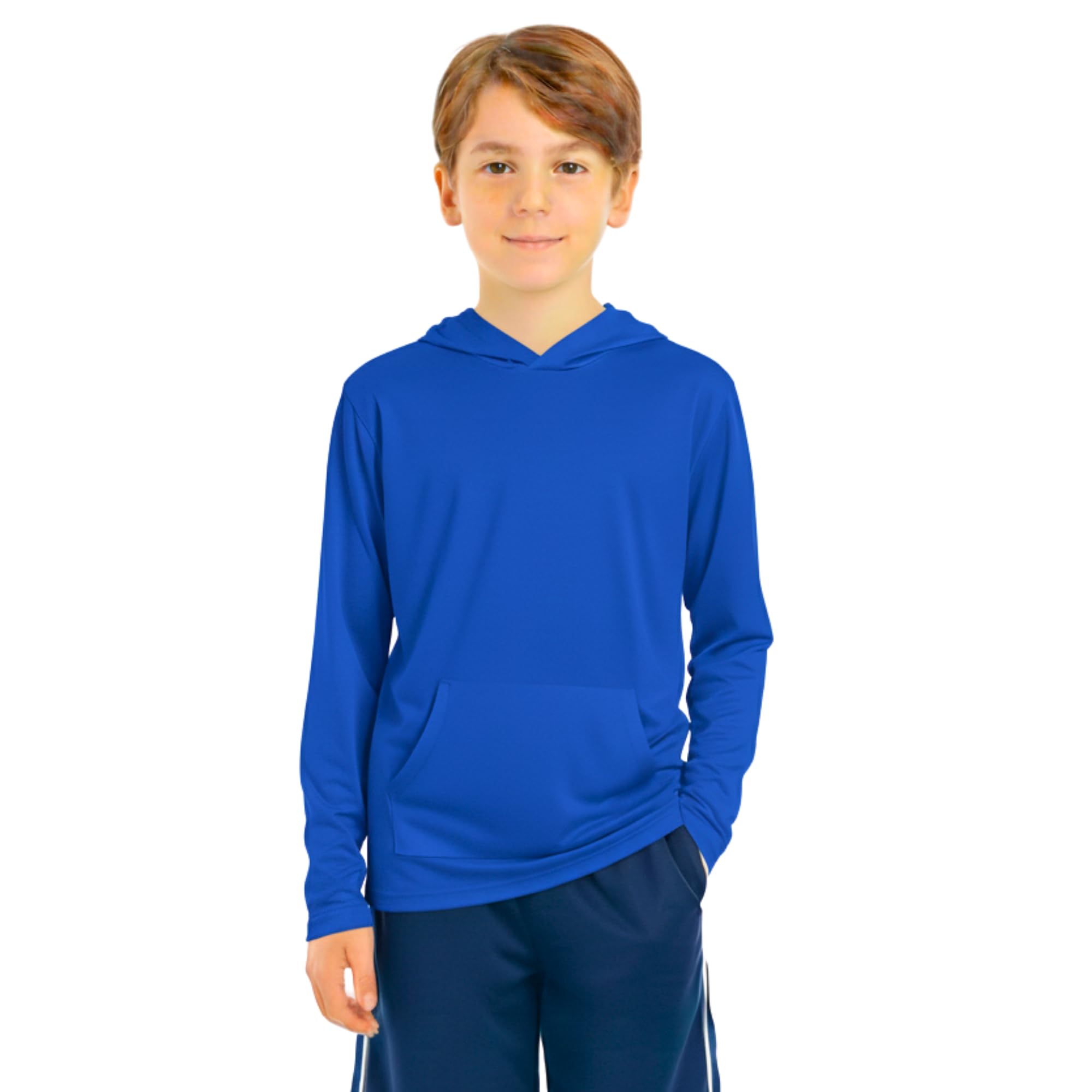 INGEAR Boys' Rash Guard Long Sleeve UPF 50+ UV Protection Swim Shirt, Hooded Sun Shirt, Quick Dry Fishing Shirt for Kids