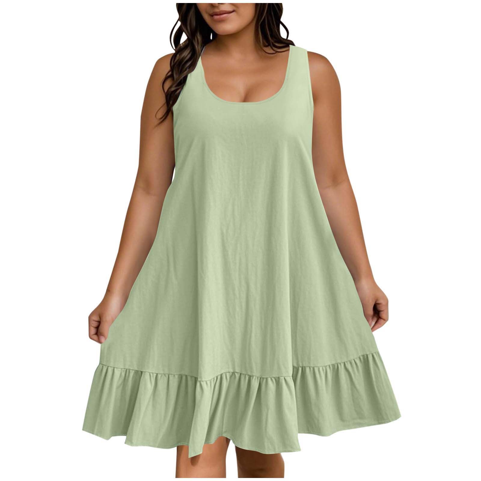 Vestito Donna Mare Taglie Forti Vestiti Estivi Vestito Spiaggia Comodi Cotone Senza Maniche Abiti Prendisole Curvy Eleganti Abito Casual Taglie Forti Copricostume Abiti Corto Spiaggia