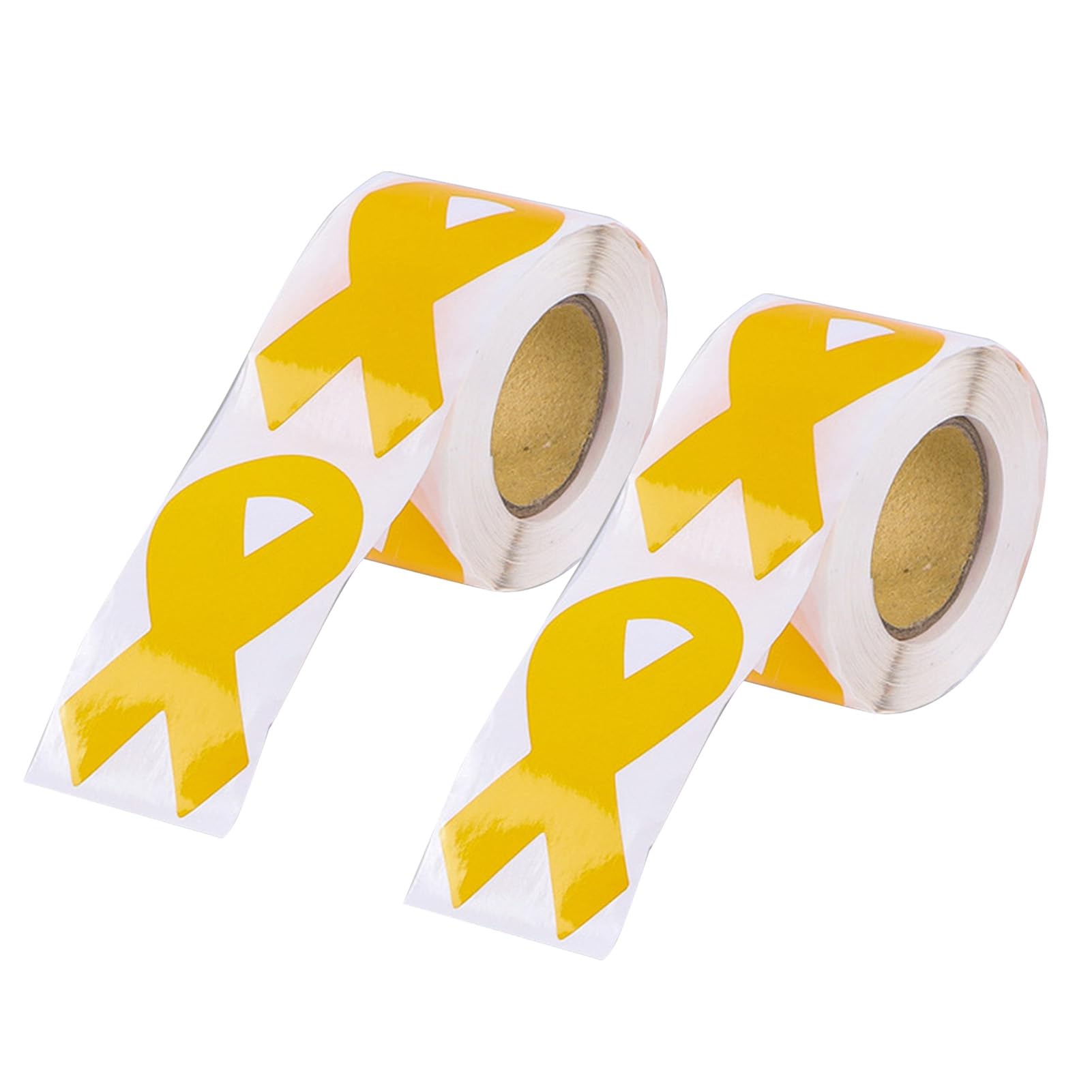 Fxwtich Golden Yellow Ribbon Awareness Sticker, Ribbon Stickers Childhood Cancer Copd Awareness Stickers Self-Adhesive Ribbon Shape Stickers 2Pcs