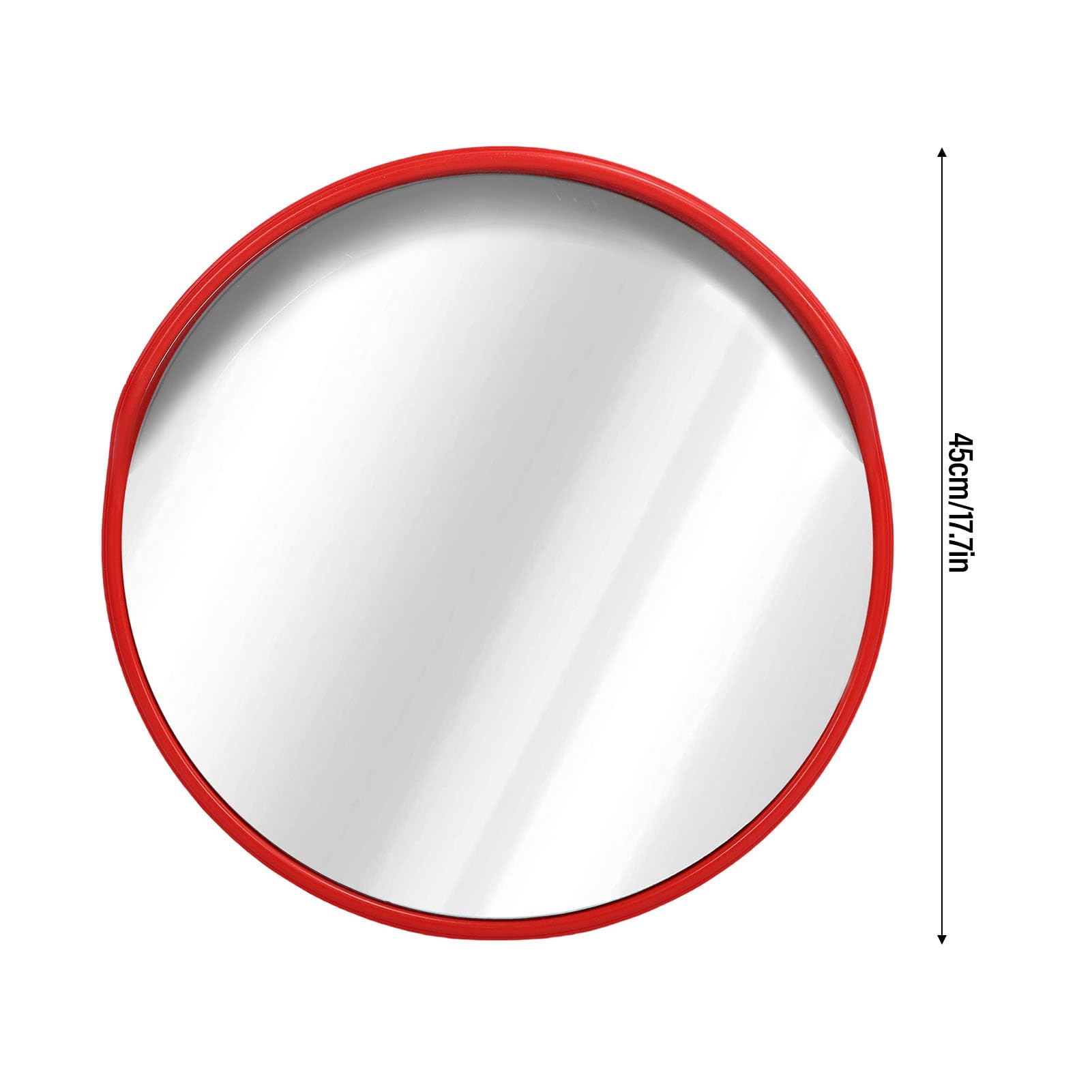 Aramox Espejo de Seguridad, Espejo Convexo de Tráfico Gran Angular con Borde Rojo con Soporte a Prueba de Roturas para Entrada, Estacionamiento, Garaje (45 cm/17,7 pulgadas)