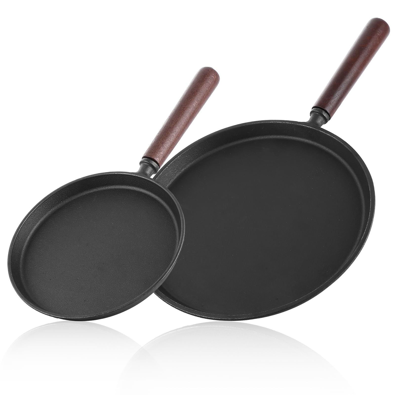 LDXDRU 2PCS Pancake Pan, Crepe Pan with Removable Handle, 20 and 26cm
