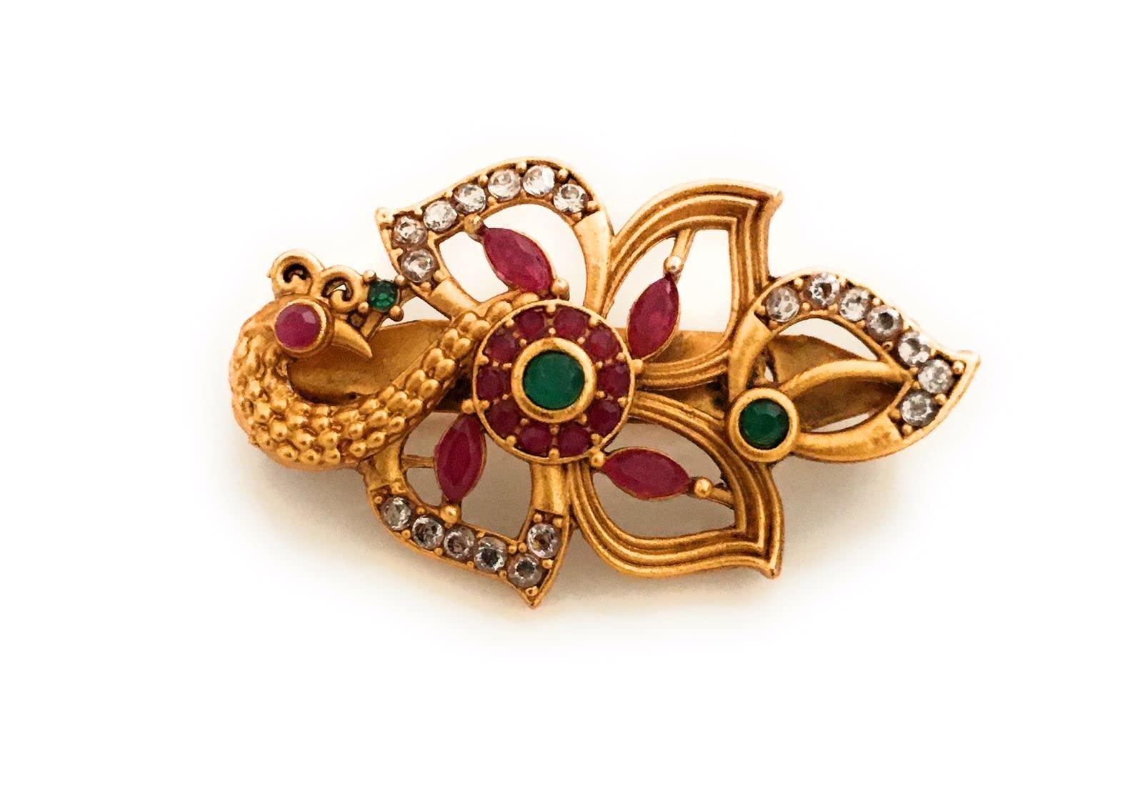 brooch pins for women and girls small size traditional matte finish peacock design saree pins (pack of 1) with colorful stones latest metal bridal dress suit pins (B0BVHLV4TP) Amazon Price History, Amazon Price Tracker