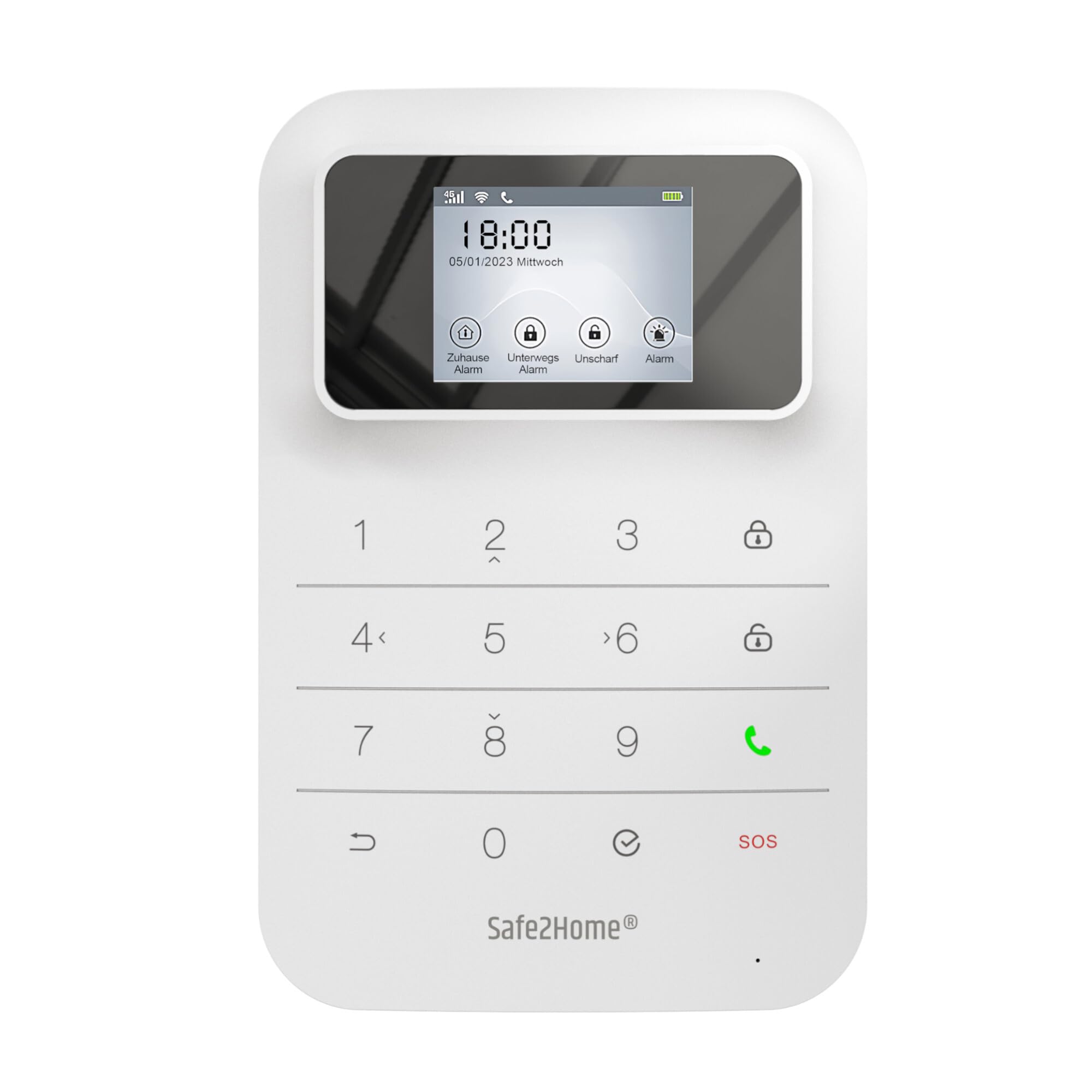 Safe2Home Basic Funk Alarmanlage in Weiß - WLAN & SMS Komplettsystem 2,4 & 5 GHz für Haus und Wohnung mit App Steuerung Anruf und SMS Alarmierung