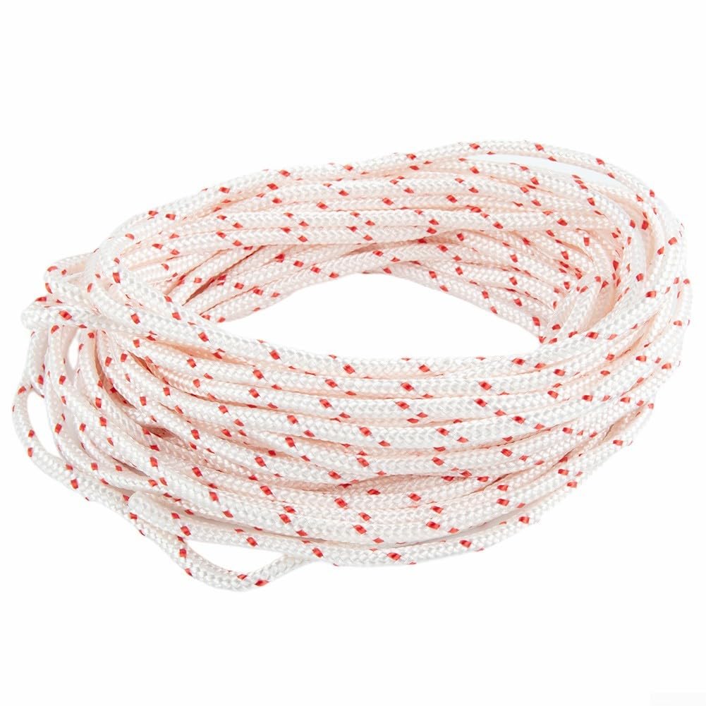 Starter Rope 10M Ø 4.5mm for BRAIDED Pull Cord for Lawn Mower Chainsaw Garden Tools High Abrasion Resistance Red White Replacement Line