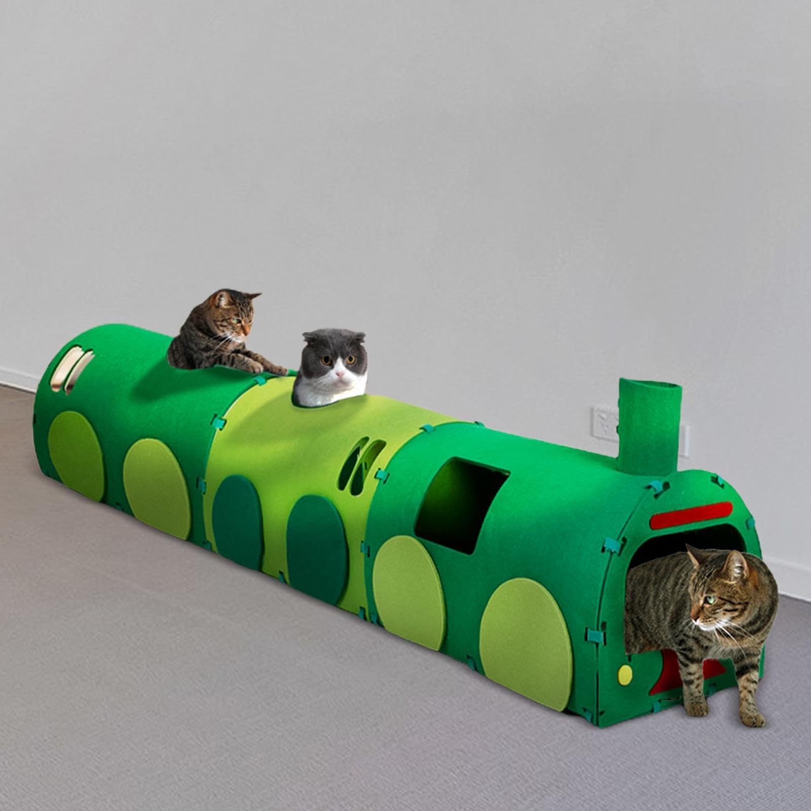 Cat Tunnel Tubo Juguete Interactivo Cama Tablero de Rascar Cueva para Esconderse Material Fácil de Limpiar Adecuado para Gatos Perros Hurones en