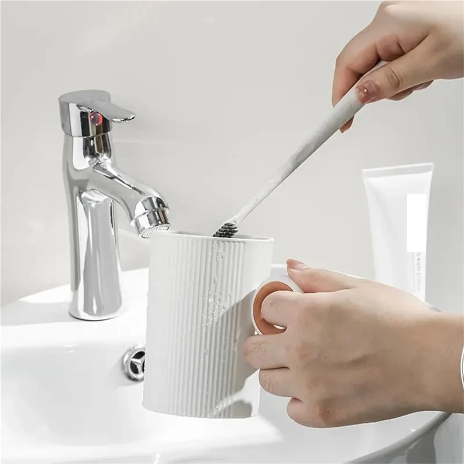 Vaso para Cepillos De Dientes Vaso for Enjuague bucal con asa, Vasos de plástico for cepillos de Dientes, Reutilizables, Simples, for el hogar, de Gran Calibre, 3 uds.