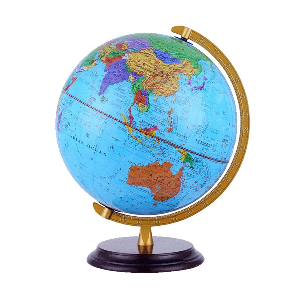 Mappamondi, Globo terrestre da 32 cm/12,5 Pollici di Diametro con Supporto in Legno, Globo terrestre Luminoso, mappamondo terrestre for Bambini, Decorazioni for globi
