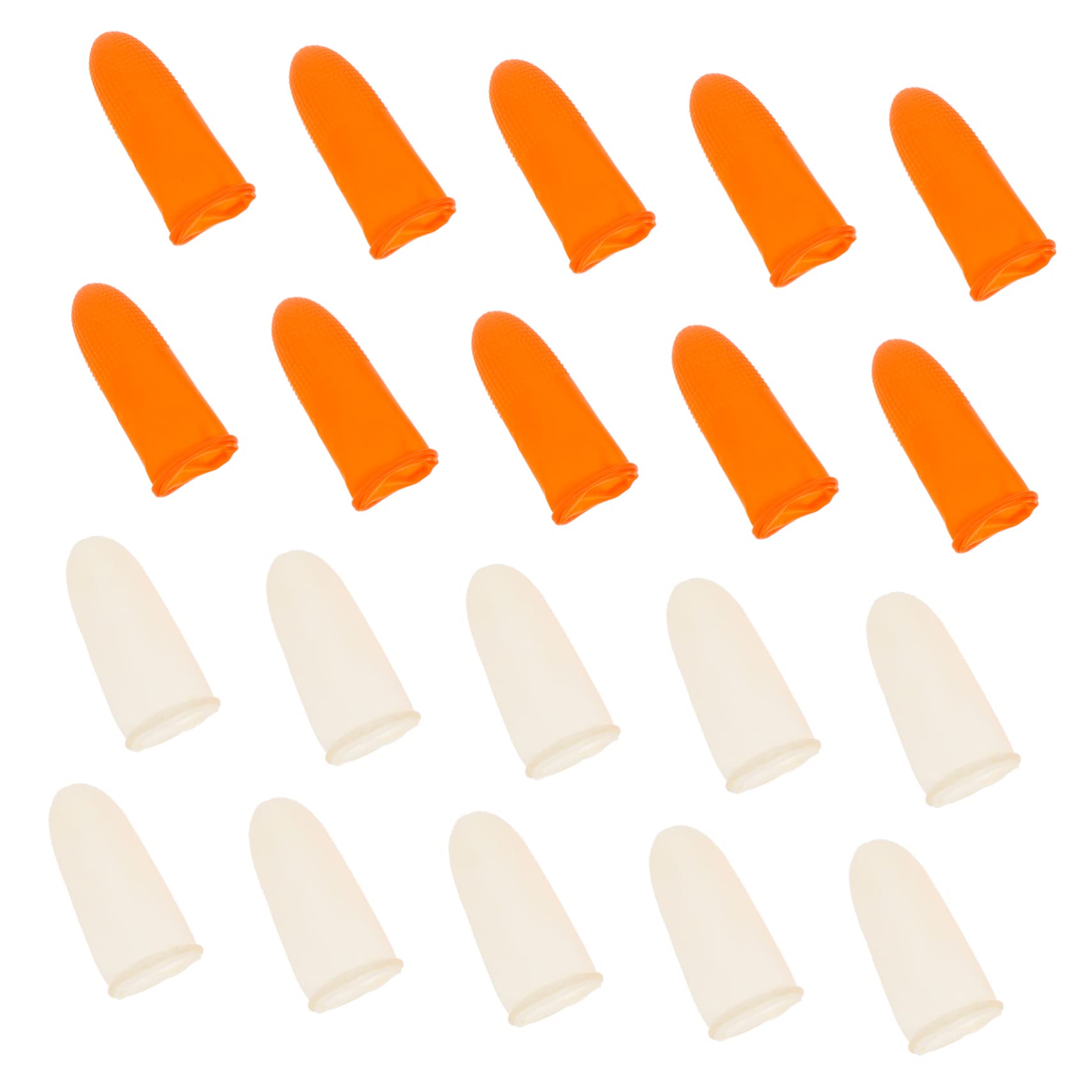 SEWOART 200pcs Non-Slip Finger Sleeve Orange Anti-Skid Finger Cots Thumb Protector Fingertips Sleeves Toe Cap Sanding Bands for Nail Drill Finger Bandage Light Emulsion