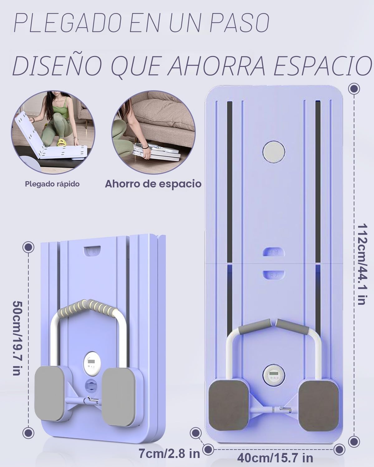 Tabla de Pilates, Plegable, multifunción, con Rodillo de Abdominales con Soporte para Codo, máquina de Ejercicio Abdominal, Rebote automático y Cuerda de tensión para Gimnasio en casa