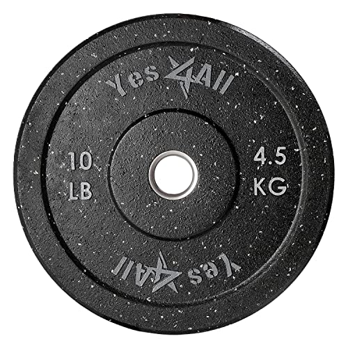 Yes4All 2' Bumper Plate, 10-190 LB Olympic Rubber Weight Plate with Steel Hub for WeightLifting, Strength Training, Home Gym, Less Impact, Absorb Bounce & Shock, Multiple Options, 10LB