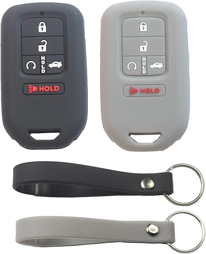 2 fundas de silicona de goma para llavero inteligente con 5 botones, protector de piel sin llave con llavero compatible con Honda Accord Civic 2018