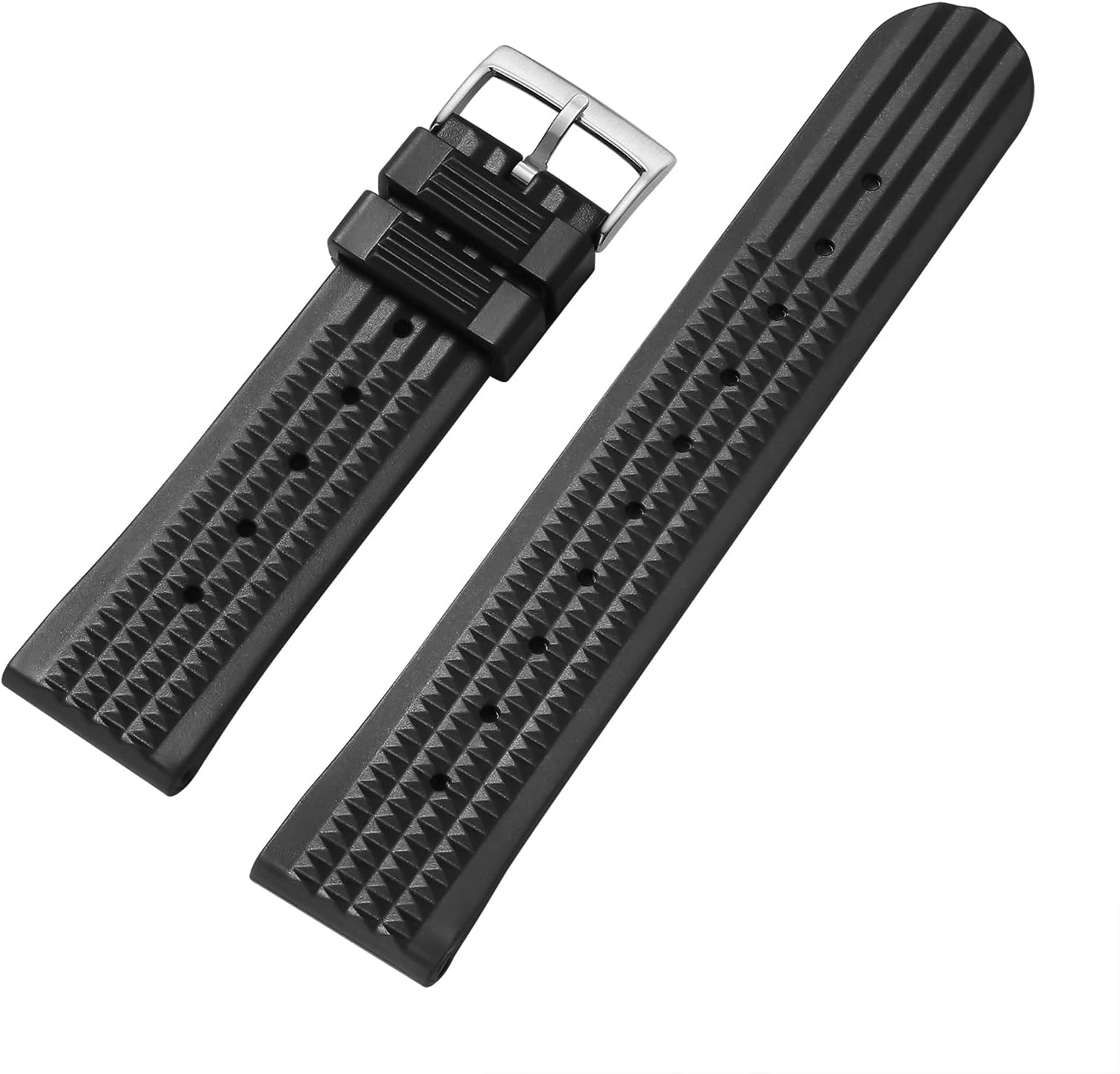 20 MM Black Silicon Watch Strap Waffle Soft Rubber Replacement Watch Band for Men and Women Watches
