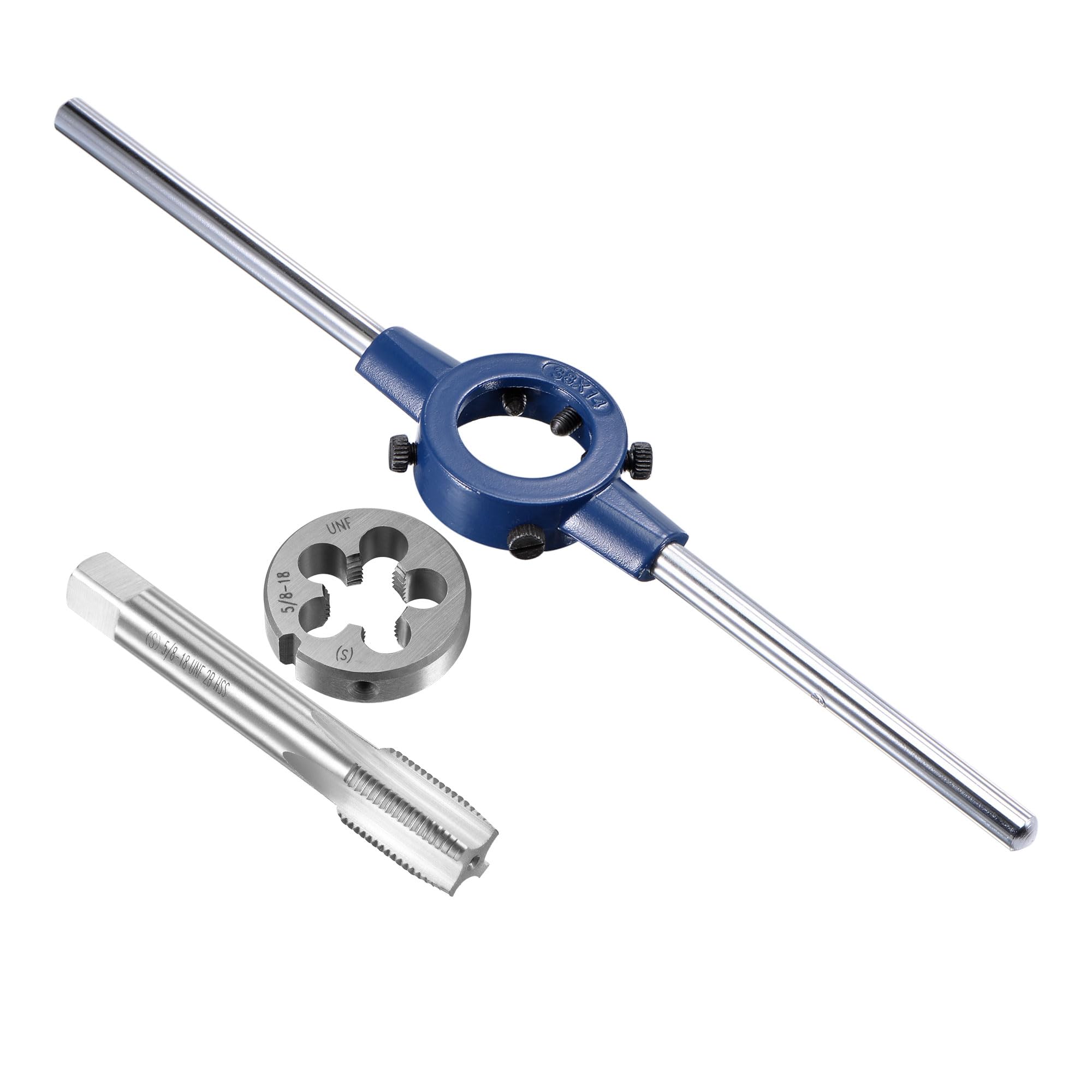 uxcell 5/8-18 UNF Tap and Die Set with 38mm Round Die Stock Handle Wrench