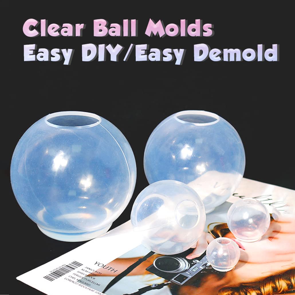iSuperb Resin Ball Moulds for Resin Kits Resin Casting Molds Sphere Molds for Resin Epoxy 3D Crystal Mould DIY Crystal Ball Mold Translucent Ornament Resin Crafts - Image 4