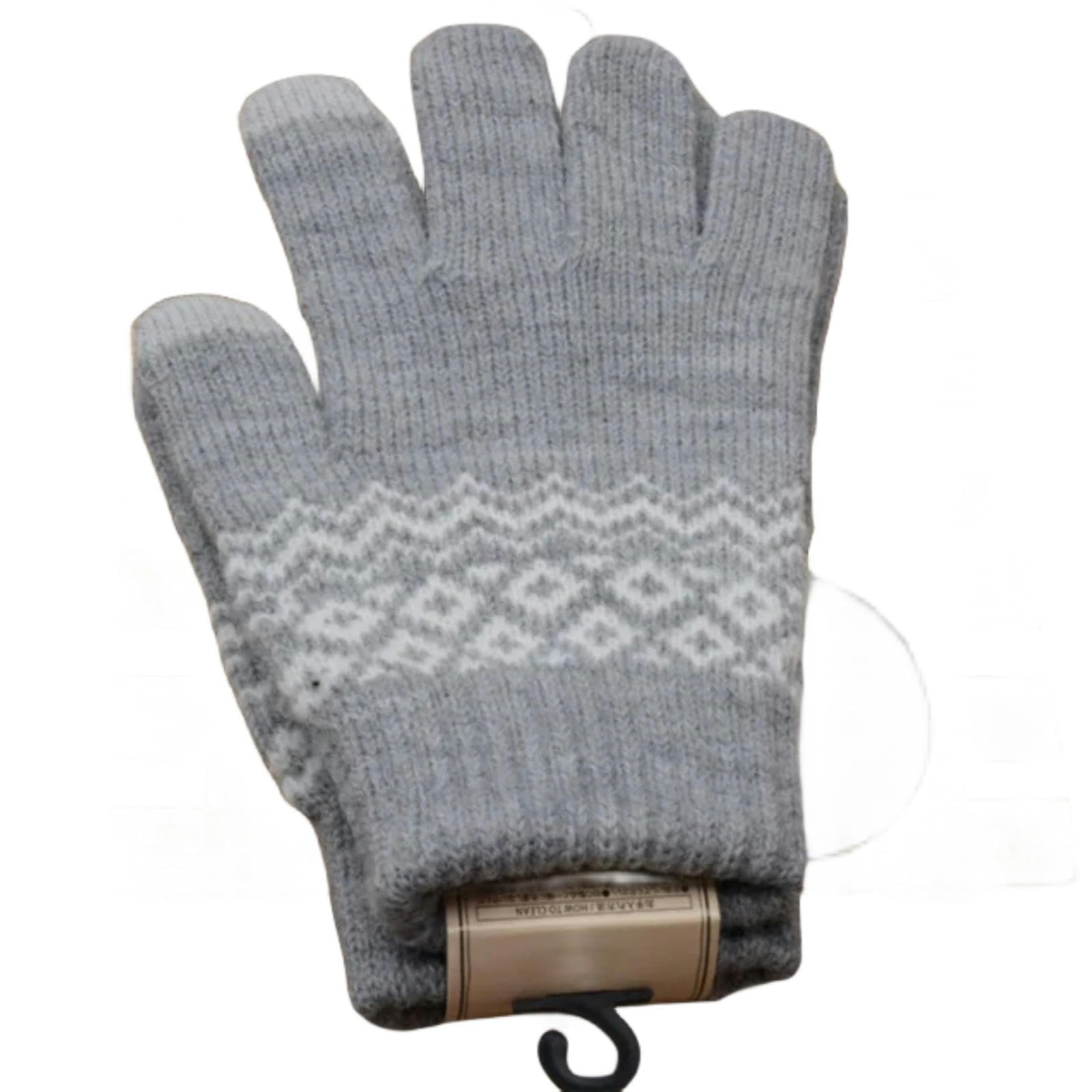 MdybFGloves Winter Touch Screen Gloves Women'S Men'S Warm Stretch Knitted Gloves Women'S Thickened-Style 3 Gary-One Size
