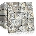 Midcard 8-Sheet Peelable Backsplash Metal Mosaic Tiles, Kitchen Wall Decor with Aluminum Panels, Copper Pinwheel and Glass Mix.