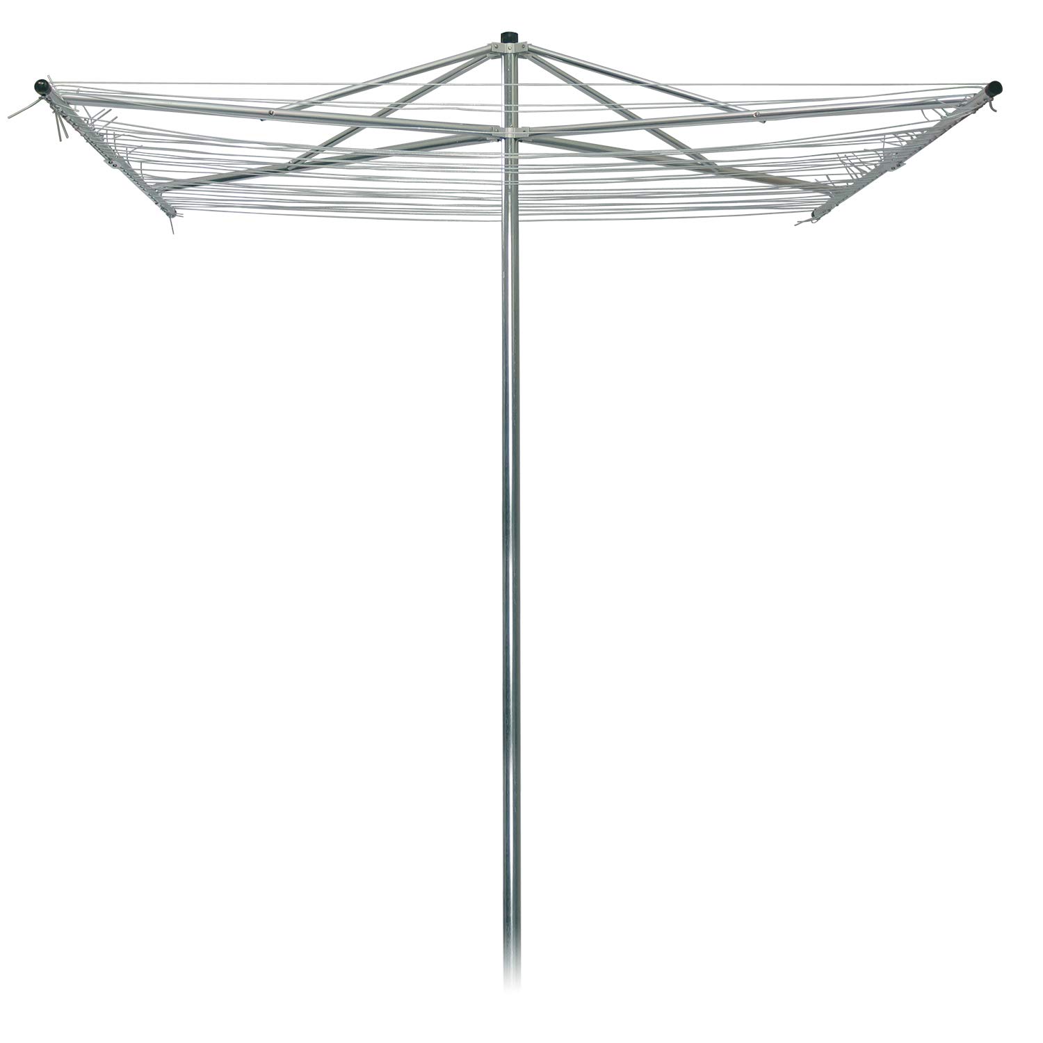 Strata 184 FT Umbrella Clothesline Outdoor - Clothes Line Outdoors Heavy Duty Parallel Silver Aluminum Frame with Ground Spike & Socket - Clotheslines for Outside Laundry Drying, Washing Line