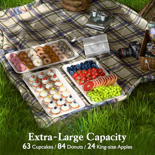 3-Tier Plastic Serving Tray Set for Party, 17 Platters with 3 Collapsible Metal Stand for Sevring Food, Dessert, Veggie, Fruit, Cookies, Premium-PBT Plastic, Microwave-Safe (Gold) - Image 3