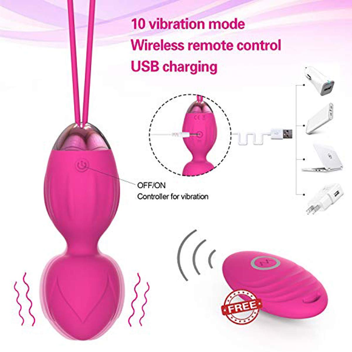 Boules de Geisha 2 en 1 Balles de poids et massage Kegel - Balles en silicone Kegel pour débutants et avancés pour les exercices sur le plancher pelvien et le serrage (rose)